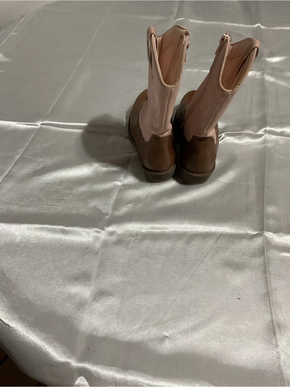 Kids Two-Tone Brown and Pink Western Boots